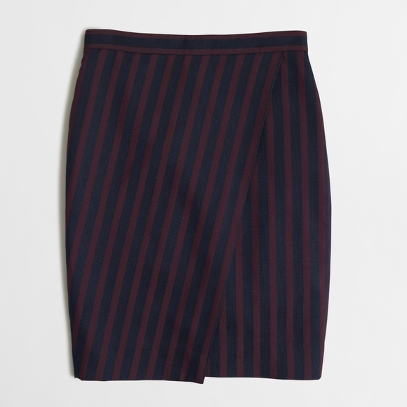 J. Crew Front Wrap The Pencil Skirt, Port/Navy, 10 - Picture 1 of 5